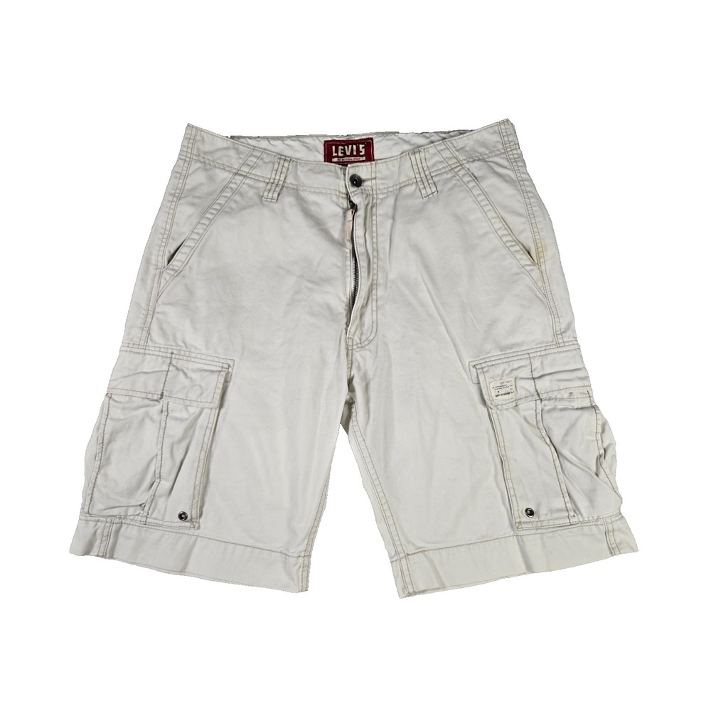 Vintage Levis Cargo Shorts Mens Size 36 Ivory White Skater Grunge Jorts Y2K VTG
